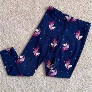 2T 3T Navy/ Unicorn print leggings